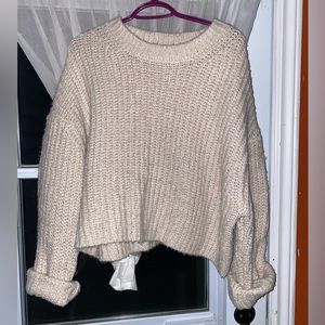 Beige Knit Heavy Long Sleeve Pullover Sweater Women | Garage | Size: XL